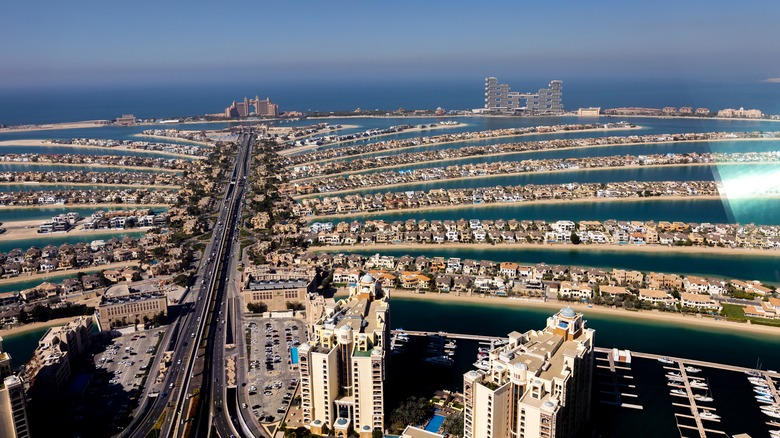 View of The Palm Jumeriah and the Atlantis The Royal in Dubai