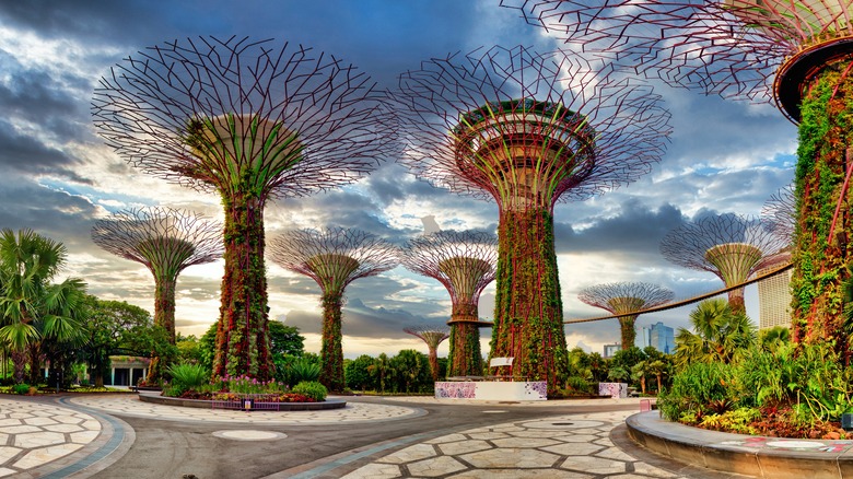 Gardens by the Bay against stormy sky