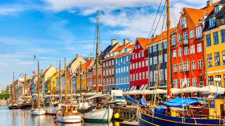 Colorful houses waterside in Copenhagen
