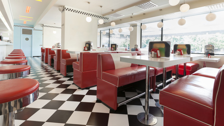American diner restaurant red booths