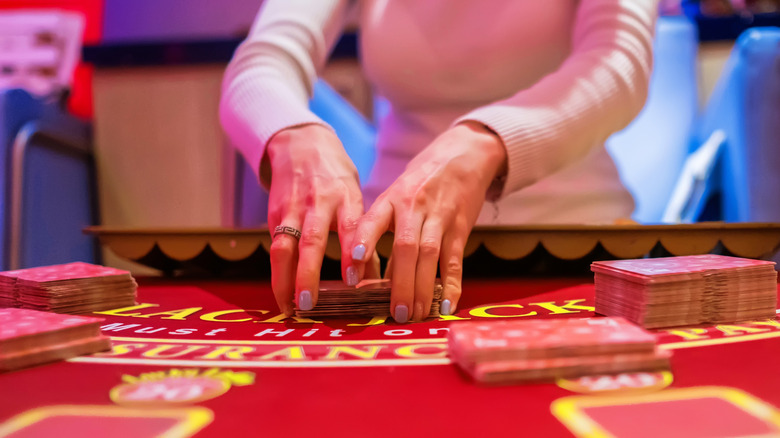 gambling at a table